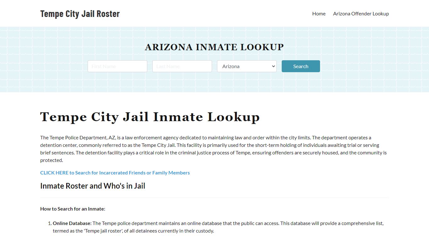 Tempe Police Department & City Jail, AZ Inmate Roster, Arrests, Mugshots